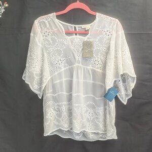 NWT Meadow Rue (Anthropologie) Sheer *White (See Note) Top Size Small